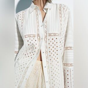 ZARA WOMEN EMBROIDERED COTTON SHIRT 5598/053 Size Small